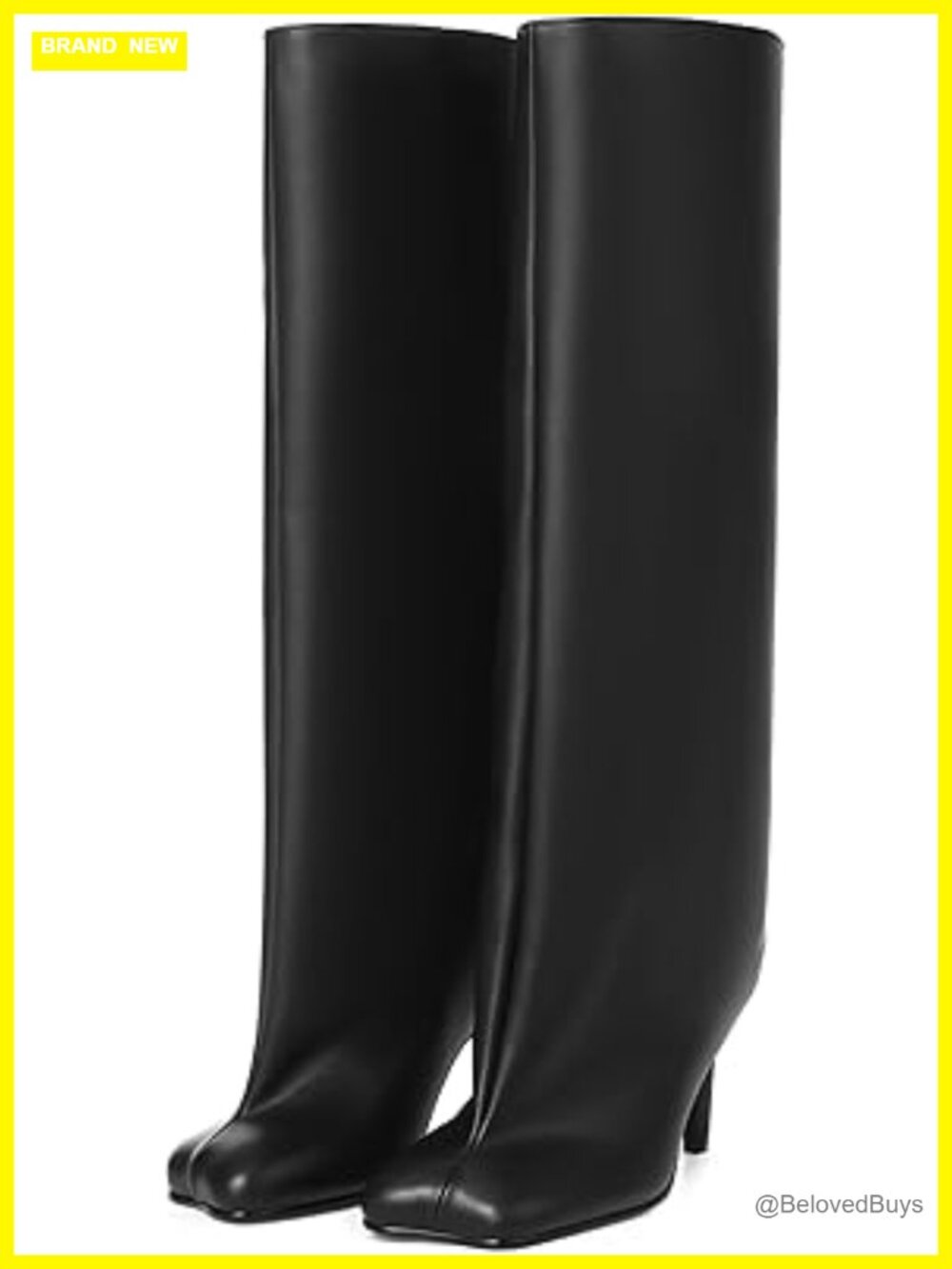 Knee High Suede Pull On Wide Calf Square Toe Stiletto Heel Dress Boots Women's